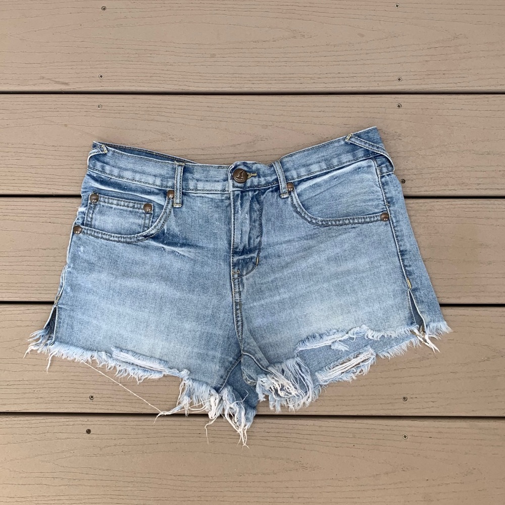 Free People Light Wash Denim Shorts